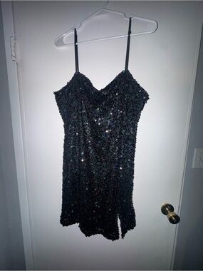 wild fable Black Sequin Strappy Mini Dress